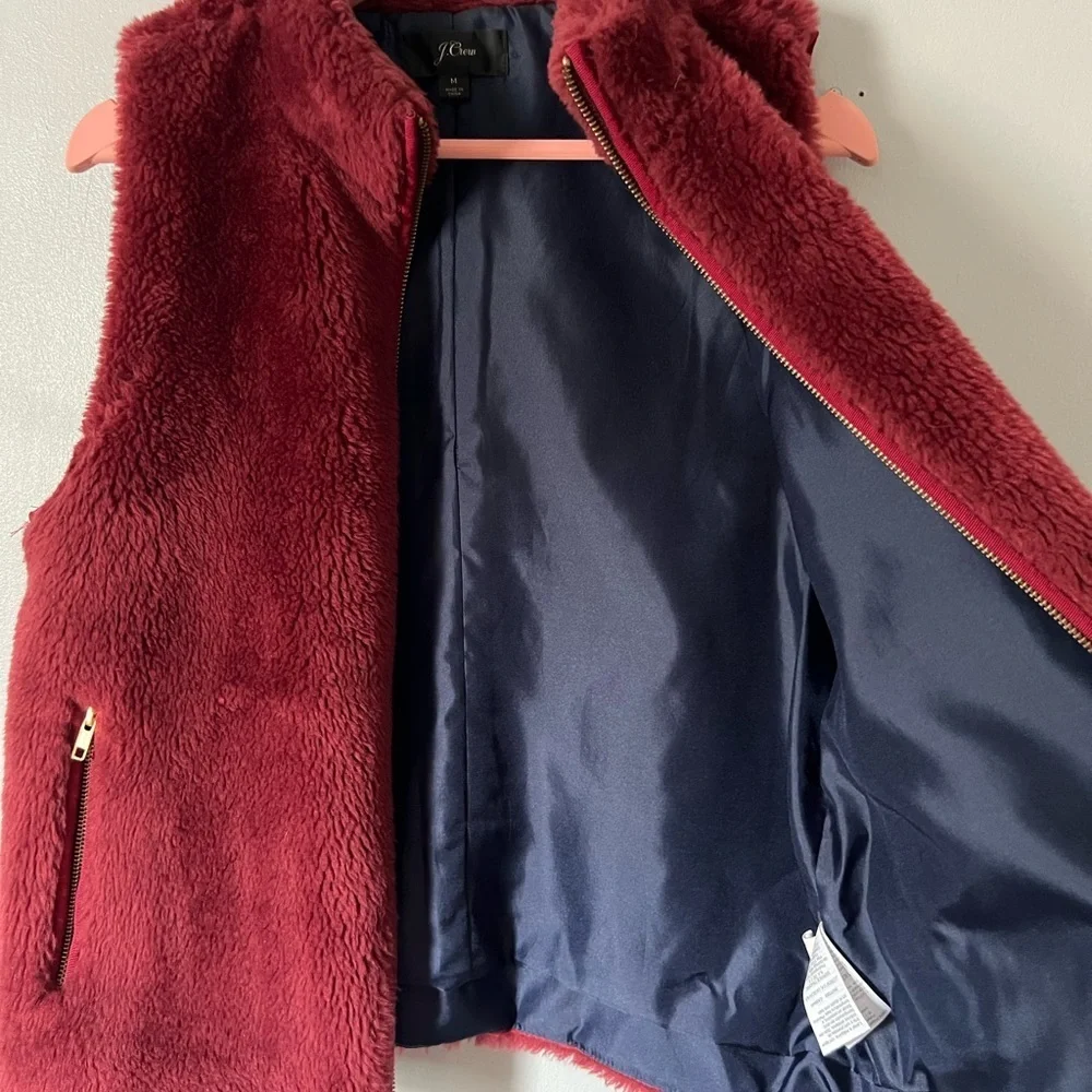 J. Crew Deep Red Fleece Vest